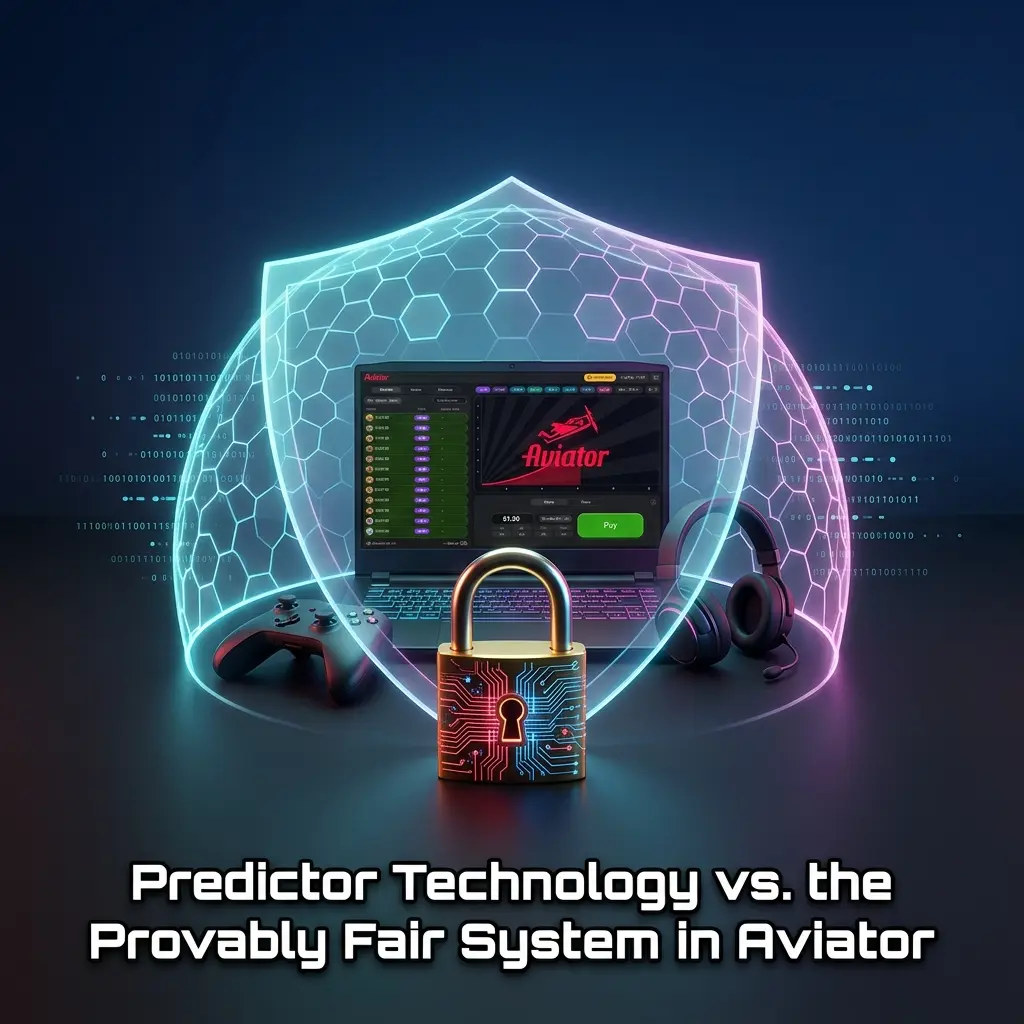 Predictor technology vs Provably Fair system in Aviator game showing cryptographic seed verification
